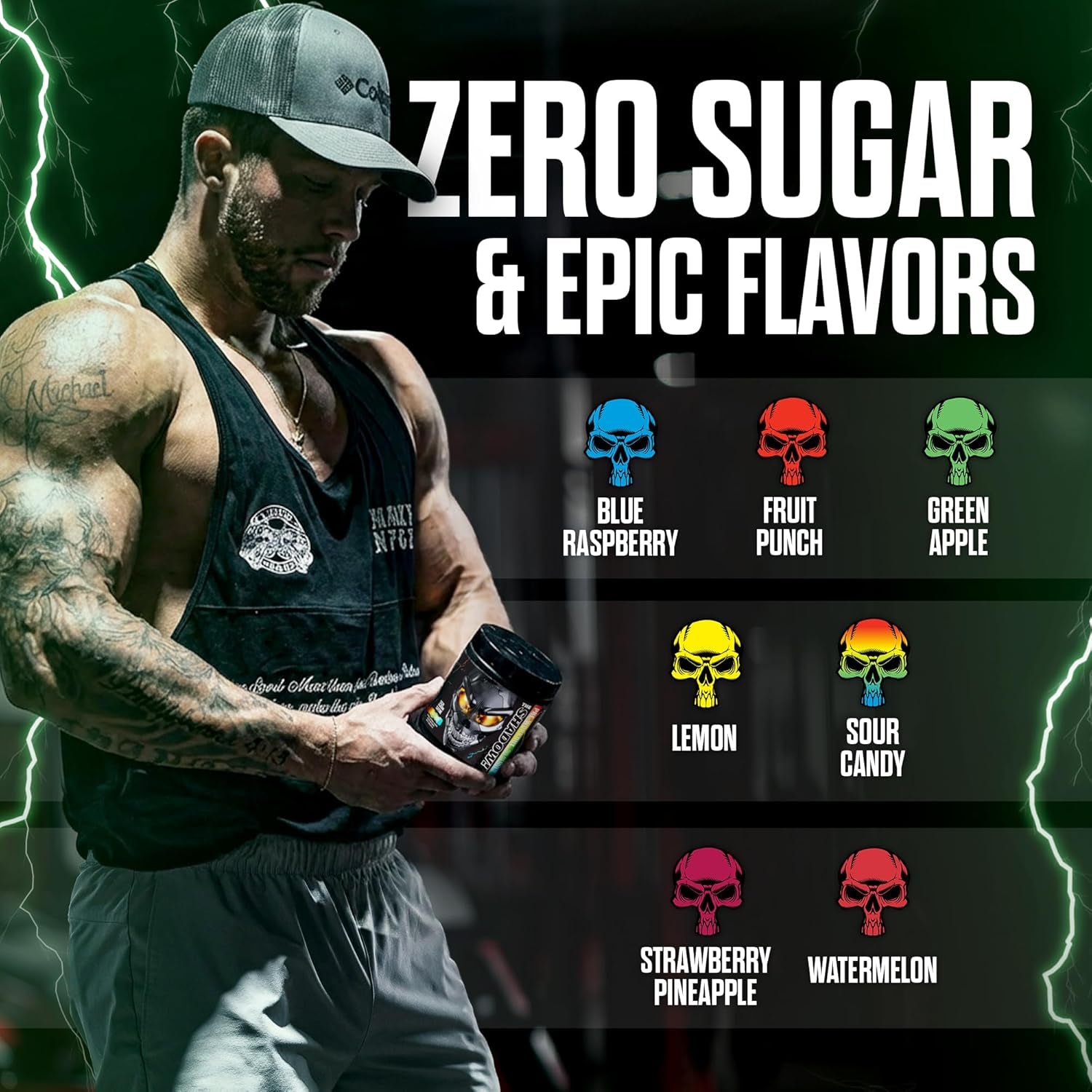 the Shadow! High Stim Preworkout – Pre Workout Powder for Men & Women, High Caffeine Pre Workout for Energy, Mental Focus & Strength, Green Apple, 30 Servings