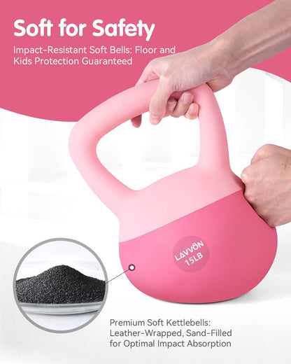Soft Kettlebell - Cushioned Impact-Resistant Base and Anti-Slip, Kettle Bell Anti-Slip Grip Weight for Home Workouts, Safe Strength Training Kettlebells Sets for Women & Men, with Non-Slip Gloves