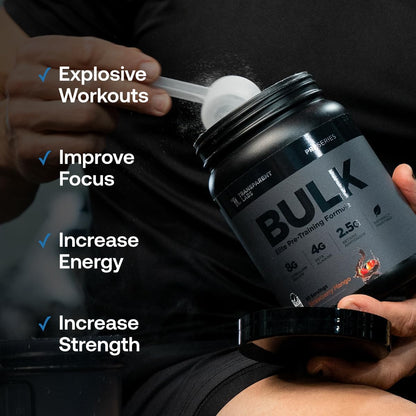 Bulk Black Pre Workout - Clinically Dosed, Sugar Free Preworkout for Men and Women with Beta Alanine Powder, Citrulline Malate, & Caffeine - 30 Servings, Cherry Kiwi
