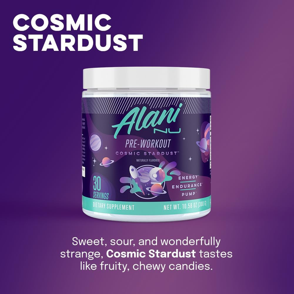 Pre Workout Powder Cosmic Stardust | Amino Energy Boost | Endurance Supplement | Sugar Free | 200Mg Caffeine | L-Theanine, Beta-Alanine, Citrulline | 30 Servings