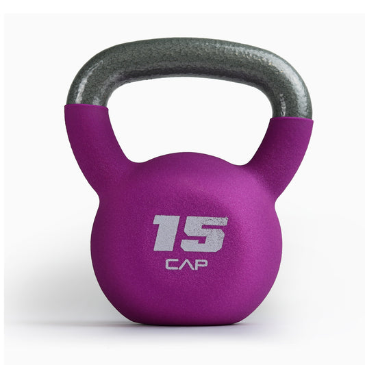 , 15Lb Neoprene Coated Kettlebell, Purple