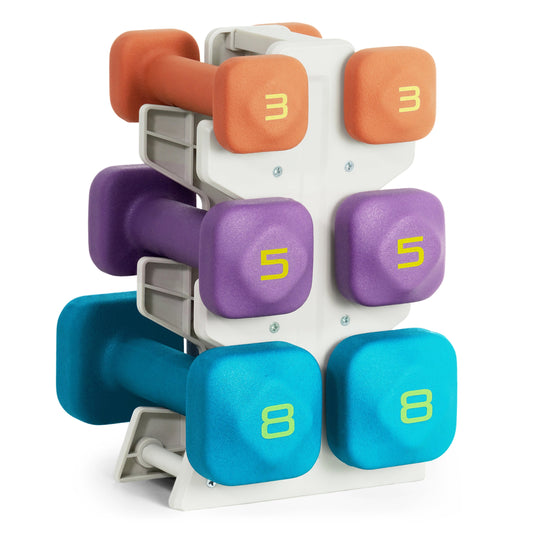 32 Lb Neoprene Zen Dumbbell Set with Rack