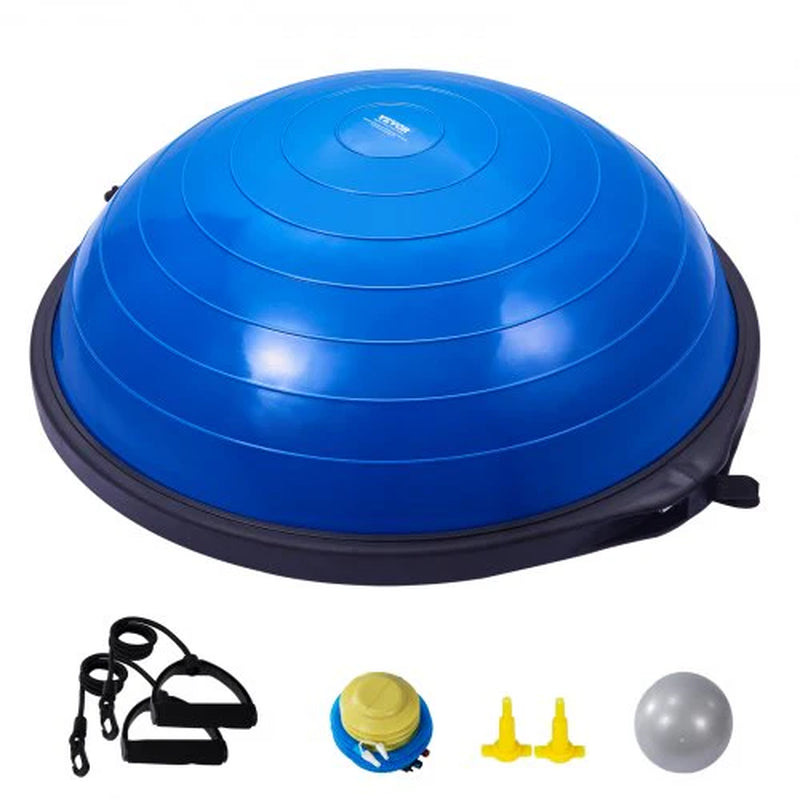 Half Exercise Ball Trainer, 26 Inch Balance Ball Trainer, 1500Lbs Capacity Stability Ball, Yoga Ball with Resistance Bands & Foot Pump, Strength Fitness Ball for Home Gym Full Body Workout, Blue