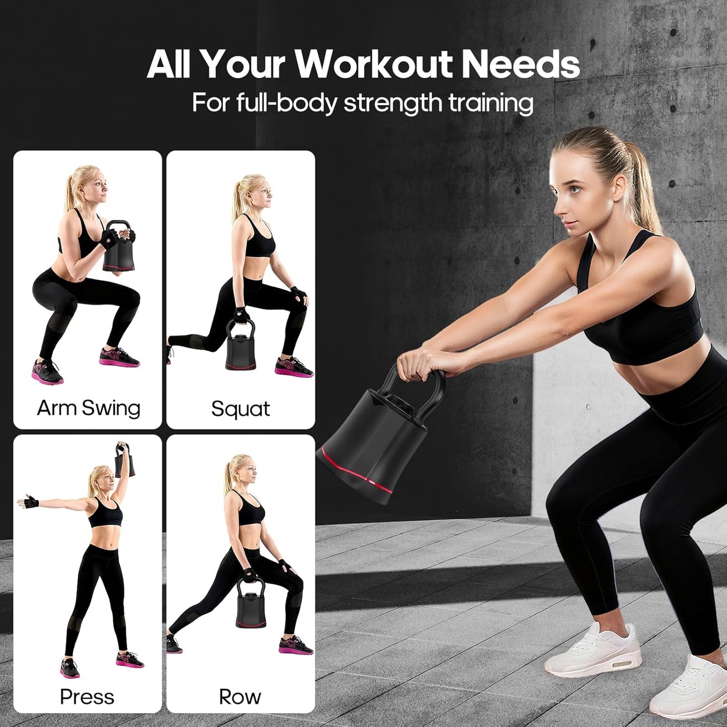 Adjustable Kettlebell, 6-In-1 Quick-Switch Kettlebell Sets (6.5-40 LBS) with Two-Way Rotation, Space Saving Kettlebells Adjustable Weight for Full Body Workouts at Home Gym