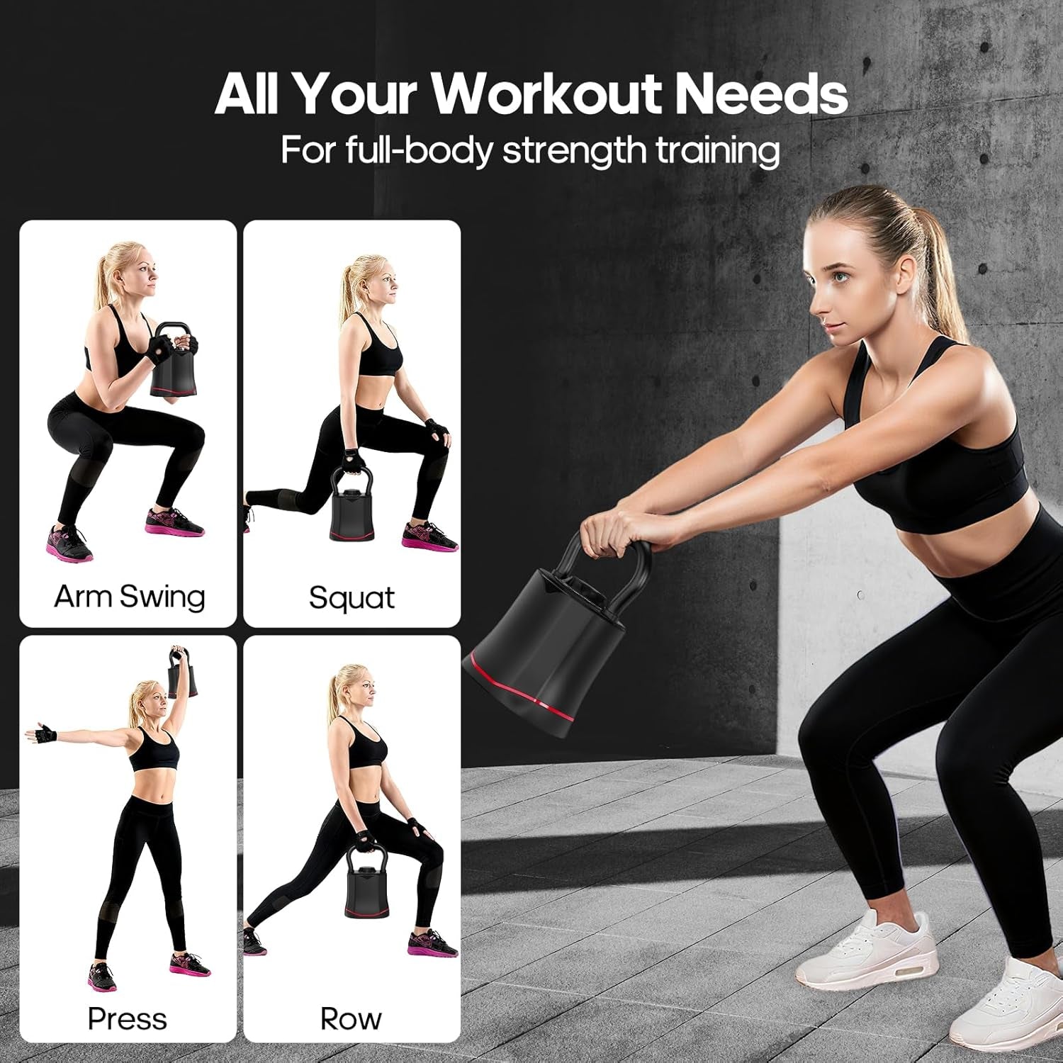Adjustable Kettlebell, 6-In-1 Quick-Switch Kettlebell Sets (6.5-40 LBS) with Two-Way Rotation, Space Saving Kettlebells Adjustable Weight for Full Body Workouts at Home Gym