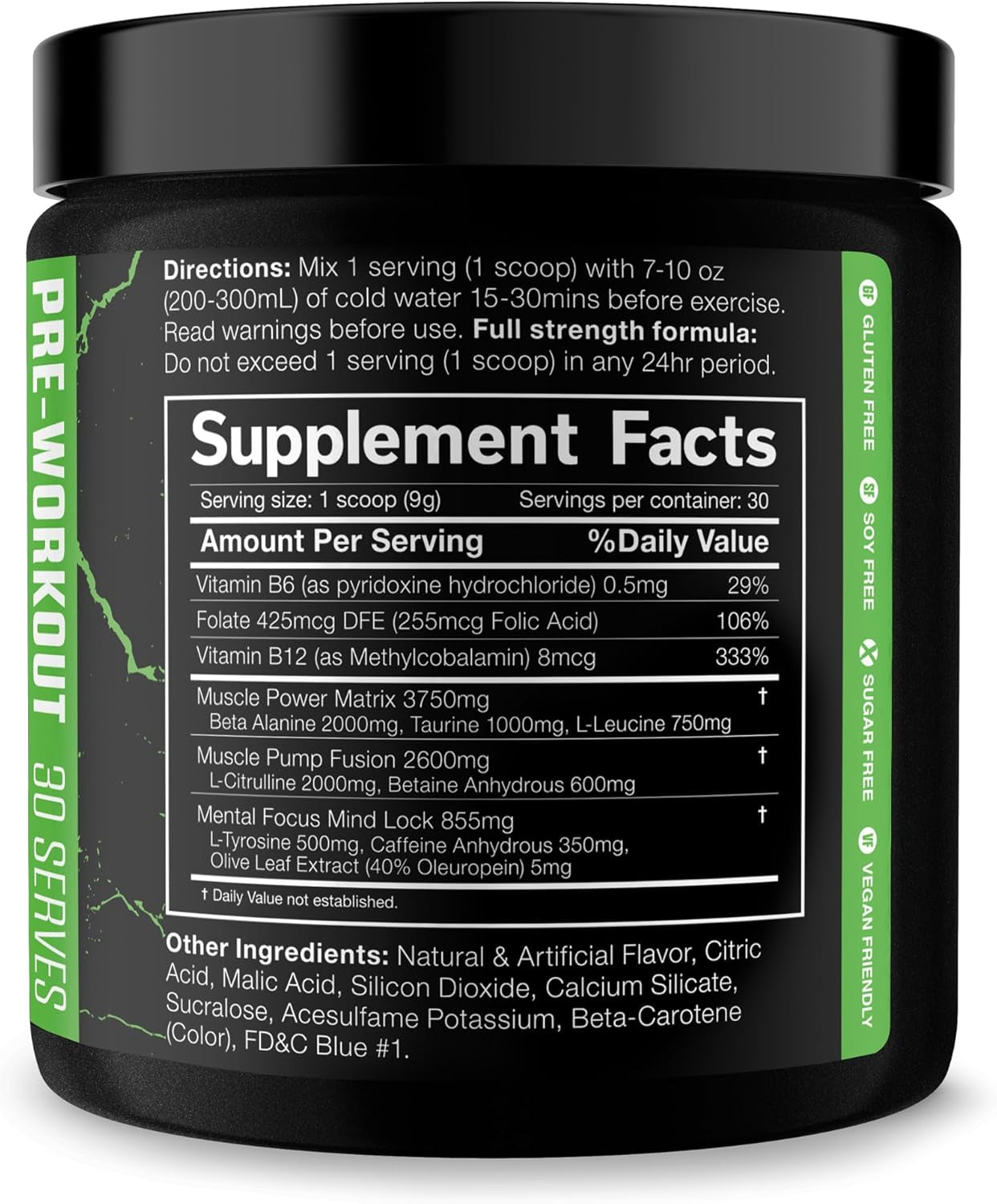 the Shadow! High Stim Preworkout – Pre Workout Powder for Men & Women, High Caffeine Pre Workout for Energy, Mental Focus & Strength, Green Apple, 30 Servings