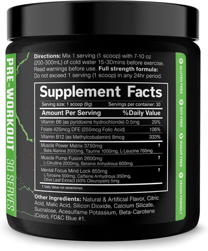 the Shadow! High Stim Preworkout – Pre Workout Powder for Men & Women, High Caffeine Pre Workout for Energy, Mental Focus & Strength, Green Apple, 30 Servings