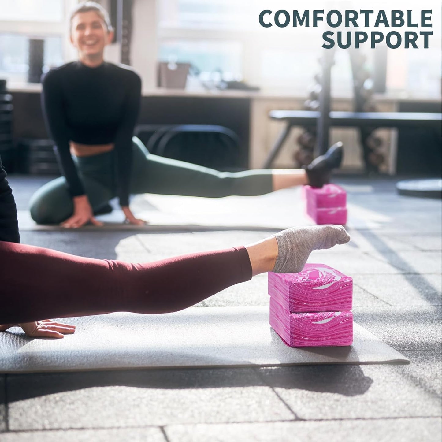 2-Pack Yoga Blocks, High-Density 9"X6"X3" Yoga Brick Foam Blocks Non-Slip EVA Foam Block Yoga Props Accessories for Yoga Pilates Stretching and Meditation