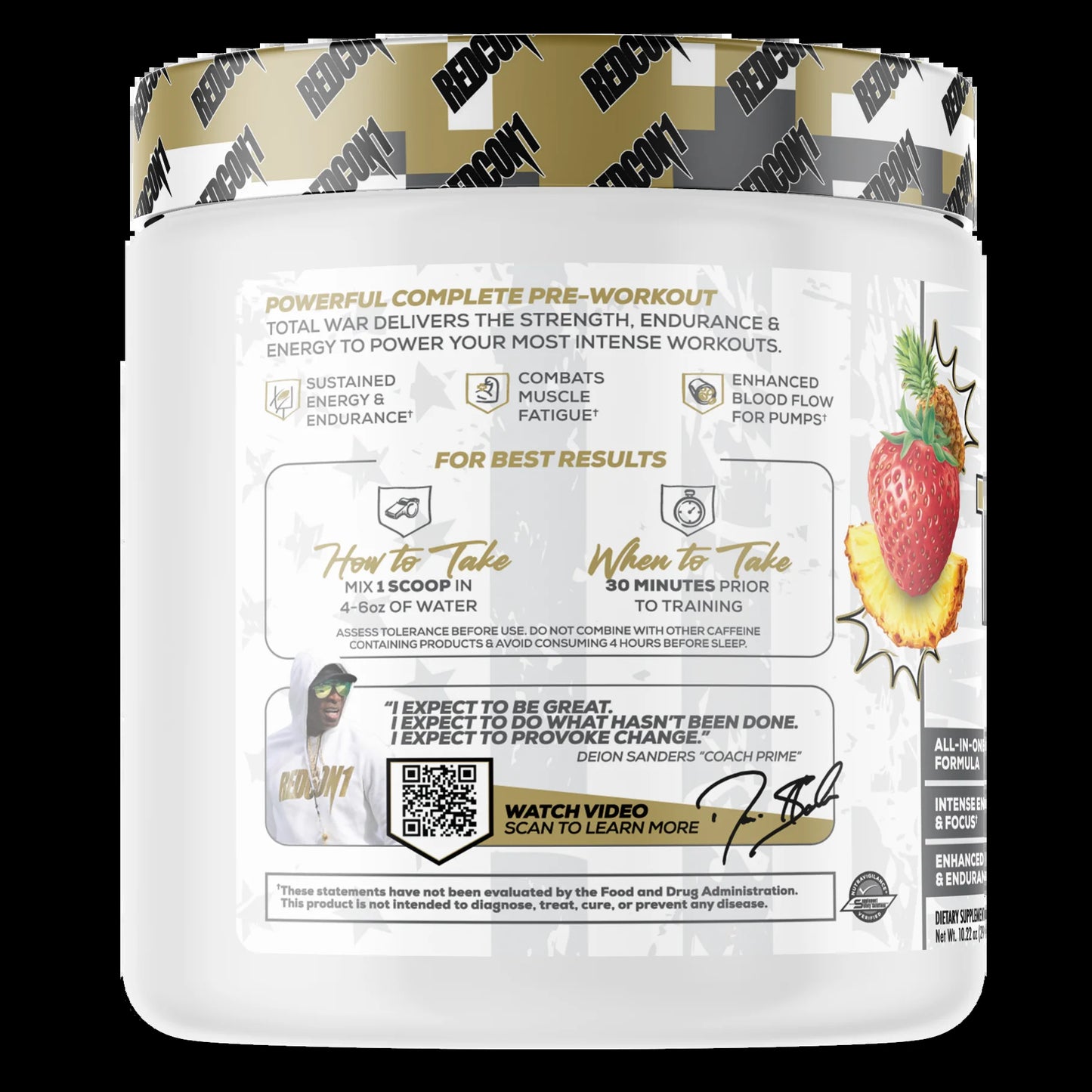 Total War Pre-Workout Powder Beta-Alanine & Citrulline Malate, Primetime Punch, 20 Servings