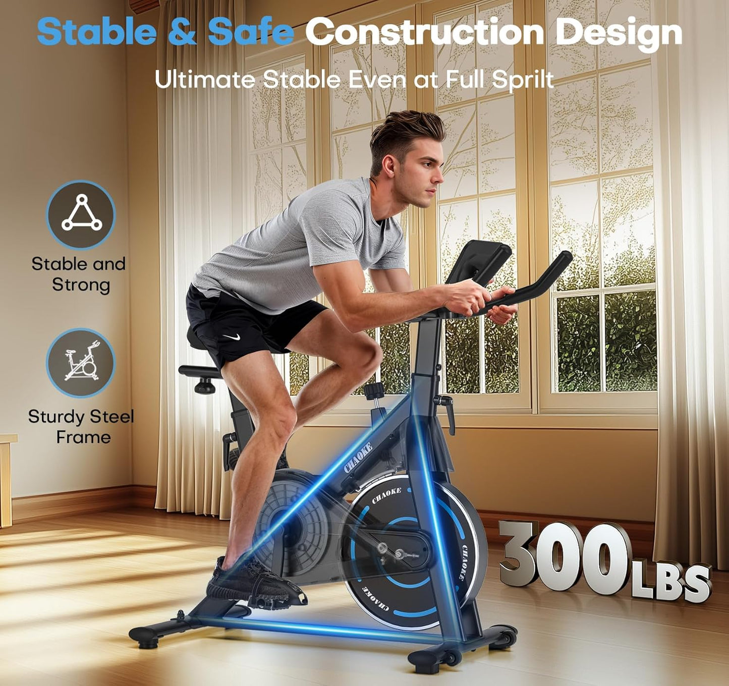 Exercise Bike,  Quiet Adjustable Magnetic Resistance Stationary Bike for Home Cardio with App Compatible, 350LB Weight Capacity Indoor Cycling Bike with Comfortable Seat & Digital Display