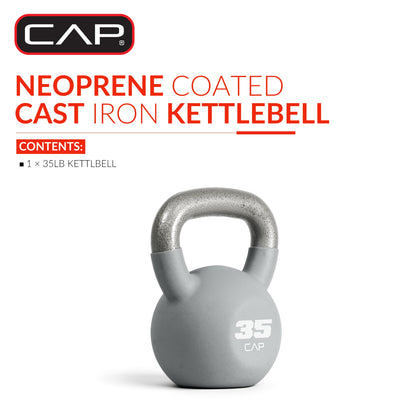 , 35Lb Neoprene Coated Kettlebell, Gray