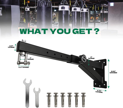 Heavy Duty Punching Bag Hanger, Wall Mounted Punching Bag Hanger, Adjustable Length and Height Heavy-Duty Punching Bag Bracket, Suitable for Home Gym