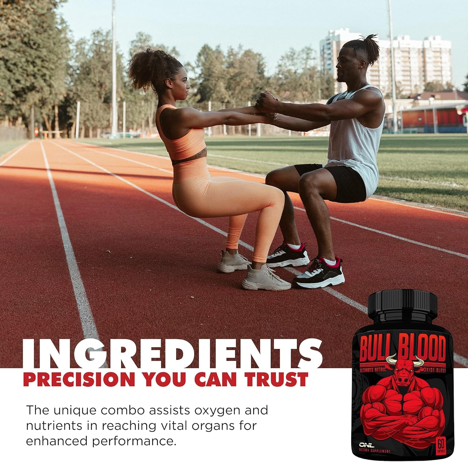 Bull Blood Nitric Oxide Supplements for Men - Nitrous Oxide Booster & Pre Workout Pills with L-Arginine - Blood Flow for Men - Nitric Oxide Booster for Enhancing Male Strength & Energy - 60Ct