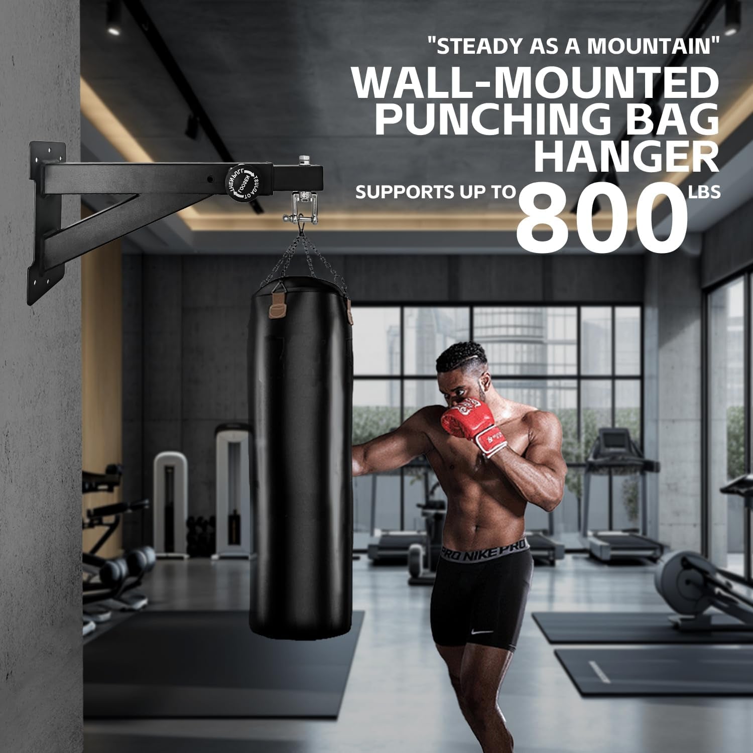 Heavy Duty Punching Bag Hanger, Wall Mounted Punching Bag Hanger, Adjustable Length and Height Heavy-Duty Punching Bag Bracket, Suitable for Home Gym