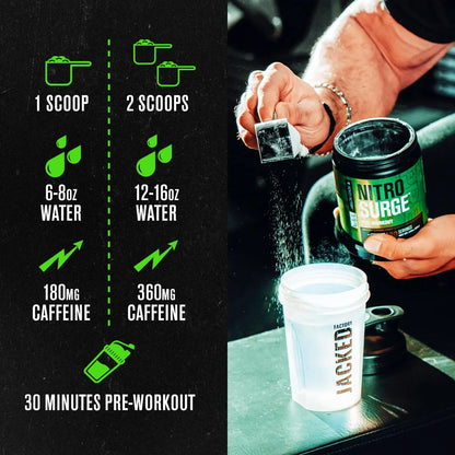 NITROSURGE Pre Workout Supplement - Endless Energy, Instant Strength Gains, Clear Focus, Intense Pumps - Nitric Oxide Booster & Powerful Preworkout Energy Powder - 30 Servings, Grape