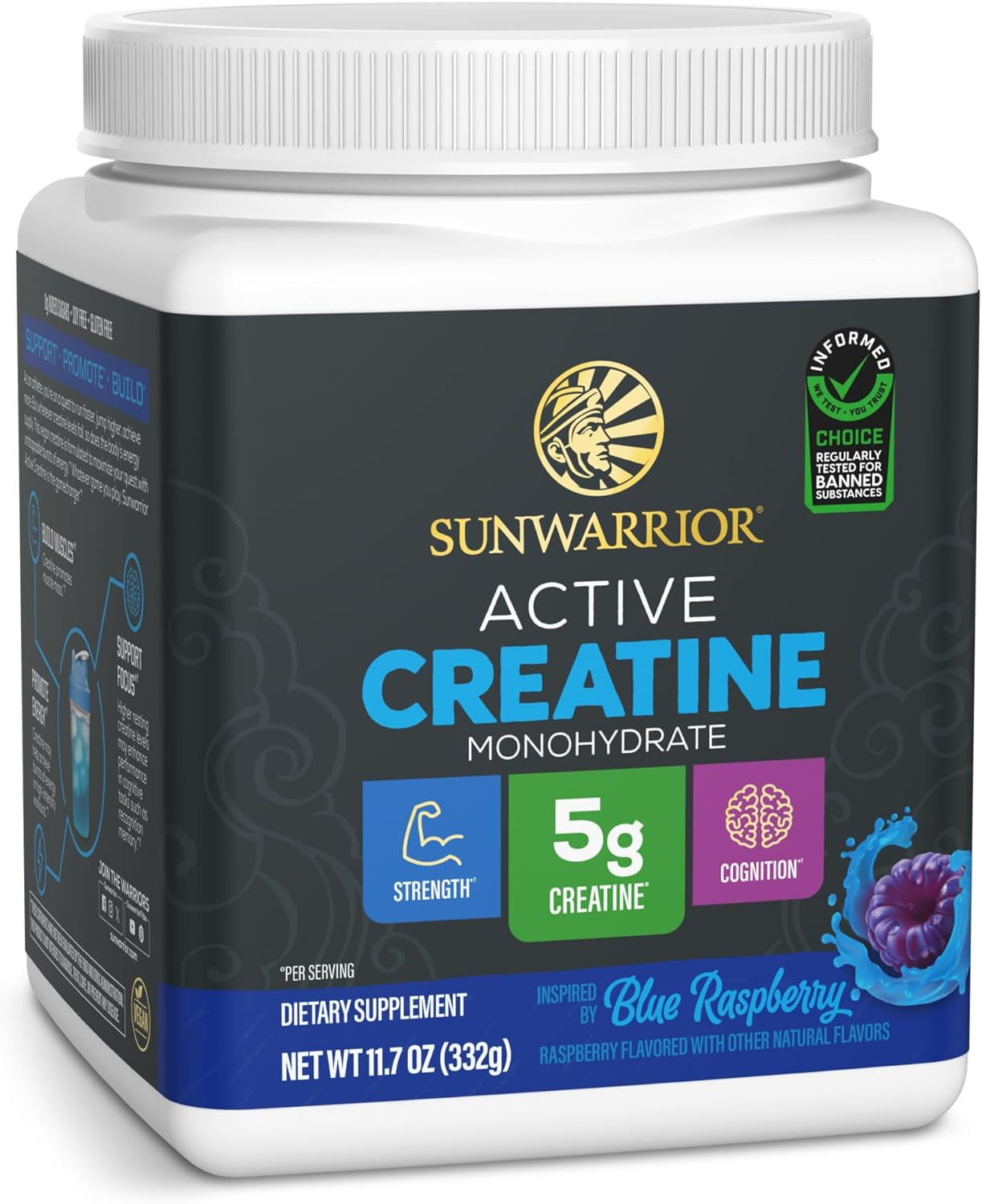 Creatine Monohydrate Powder Micronized Preworkout Recovery Supplement | Support Muscle Building, Strength Training, Cognition | Vegan & Keto Friendly Easily Mixes (50 Servings) Blue Raspberry Flavored