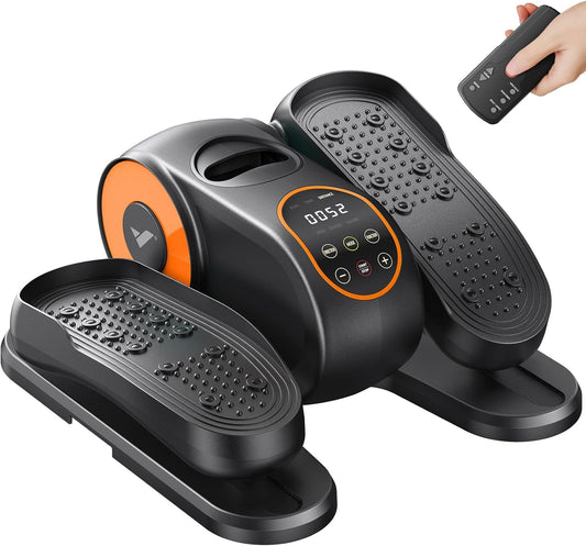 under Desk Elliptical Machine, Leg Exerciser While Sitting for Seniors with 12-Speeds & Remote Control, Quiet Portable Electric Seated Pedal Exerciser Machine for Home Office