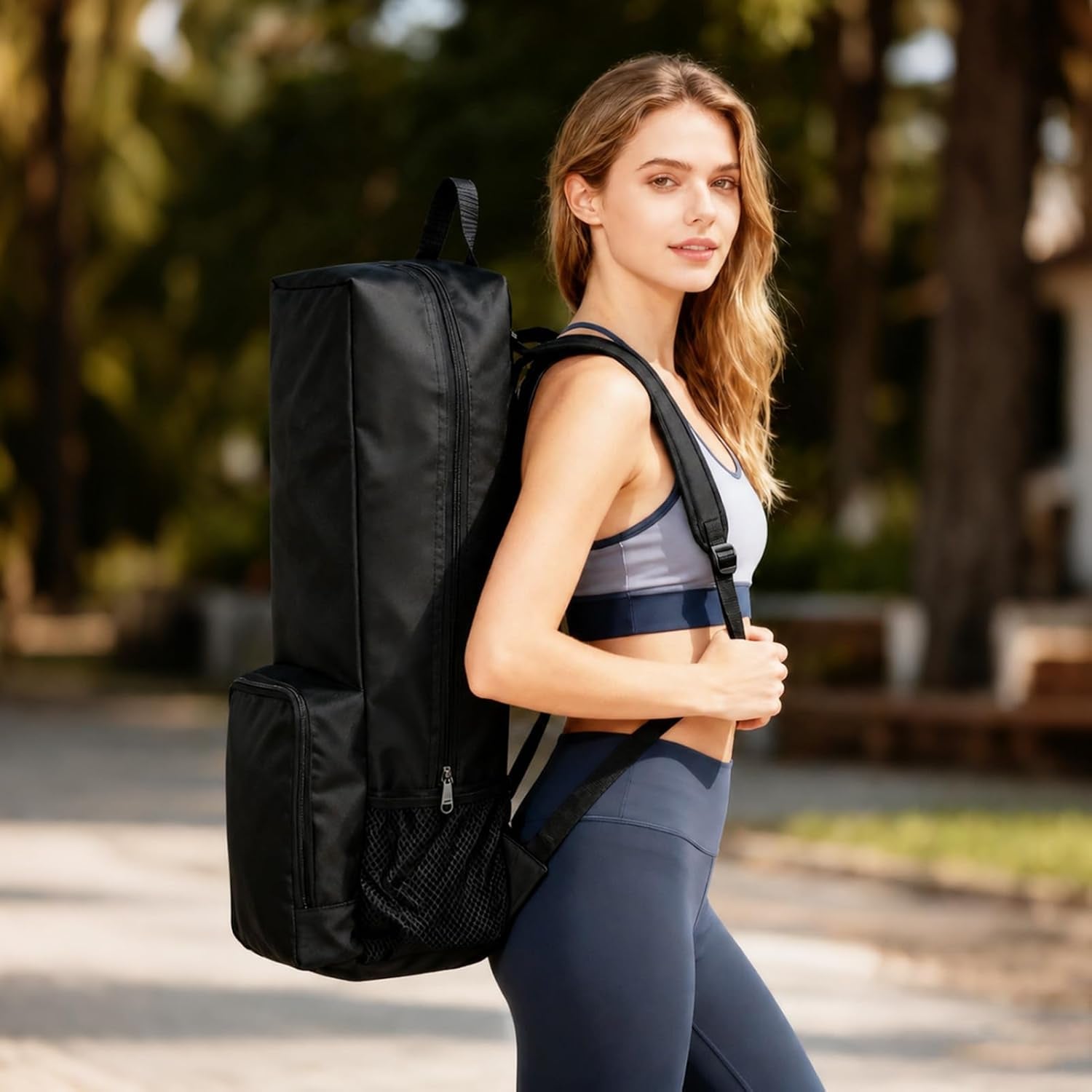 Yoga Mat Bag -Yoga Mat Bag Carrier with Pockets and Adjustable Strap, Lightweight Waterproof Yoga Mat Backpack for Women and Men, Fits Yoga Mats and Yoga Accessories for Workouts (Black)