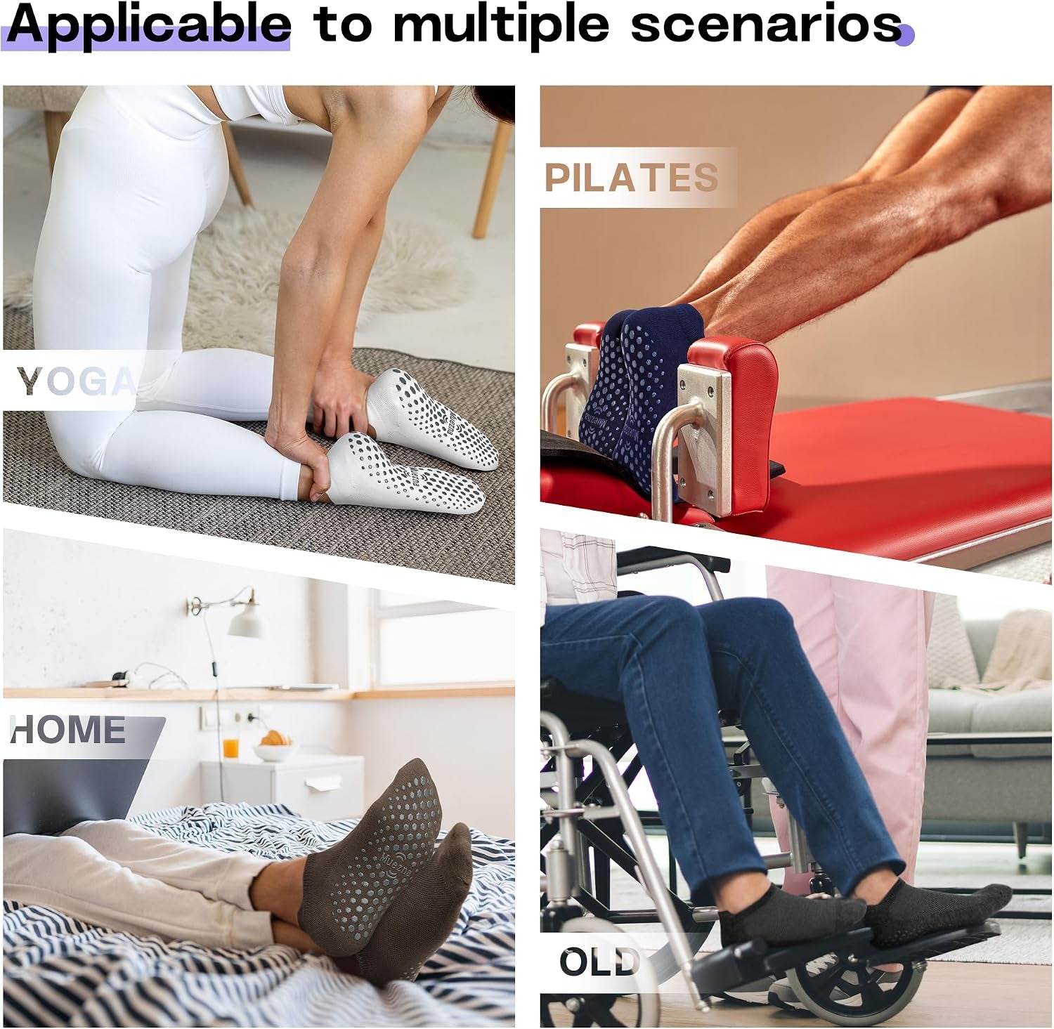6 Pairs Pilates Grip Socks for Women, Non Slip Yoga Socks with Grips, Grippy Socks for Barre, and Hospital