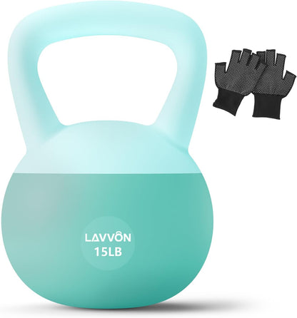 Soft Kettlebell - Cushioned Impact-Resistant Base and Anti-Slip, Kettle Bell Anti-Slip Grip Weight for Home Workouts, Safe Strength Training Kettlebells Sets for Women & Men, with Non-Slip Gloves