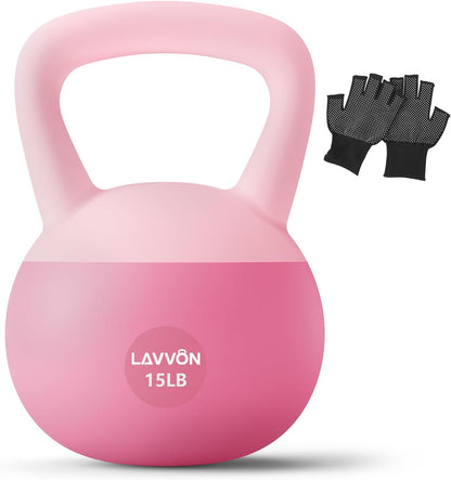 Soft Kettlebell - Cushioned Impact-Resistant Base and Anti-Slip, Kettle Bell Anti-Slip Grip Weight for Home Workouts, Safe Strength Training Kettlebells Sets for Women & Men, with Non-Slip Gloves