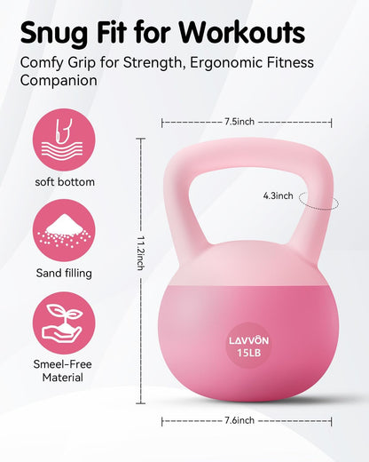 Soft Kettlebell - Cushioned Impact-Resistant Base and Anti-Slip, Kettle Bell Anti-Slip Grip Weight for Home Workouts, Safe Strength Training Kettlebells Sets for Women & Men, with Non-Slip Gloves