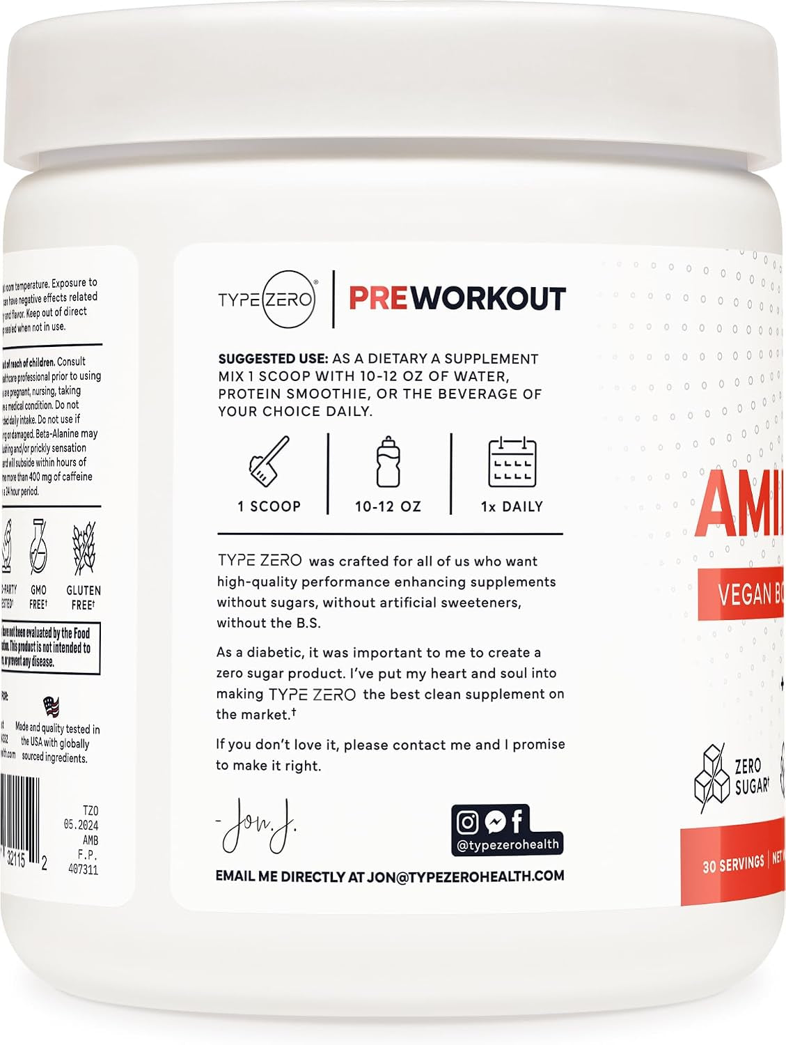 Aminoburn - Natural Pre Workout + BCAA (Tropical Punch | 30Serv) Sugar Free Bcaas Amino Acids Supplement Keto Preworkout, Amino Preworkout and Post Workout Drink