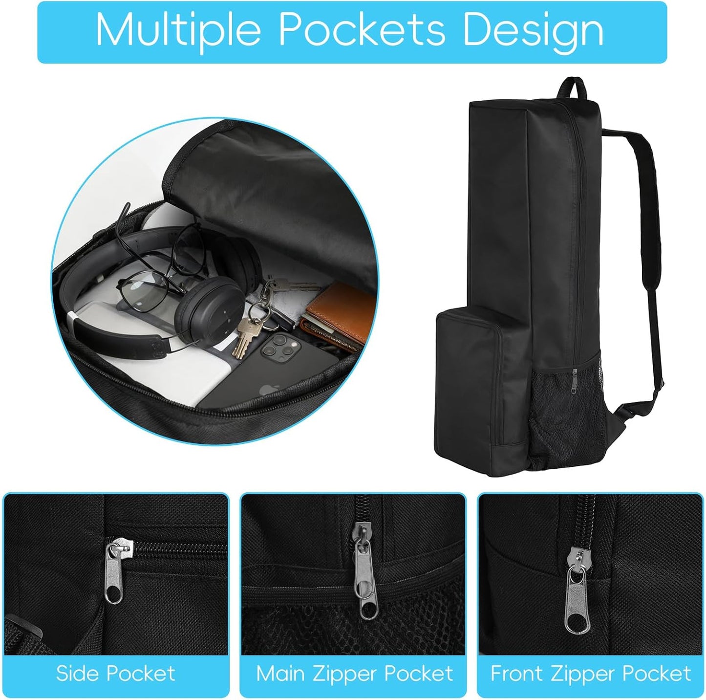 Yoga Mat Bag -Yoga Mat Bag Carrier with Pockets and Adjustable Strap, Lightweight Waterproof Yoga Mat Backpack for Women and Men, Fits Yoga Mats and Yoga Accessories for Workouts (Black)