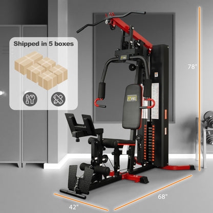 LX770 Multifunctional Full Home Gym System Workout Station with 160 Lbs Weight Stack, One Station with Leg Training Pedal, Comes with Installation Instruction Video, Ships in 6 Boxes