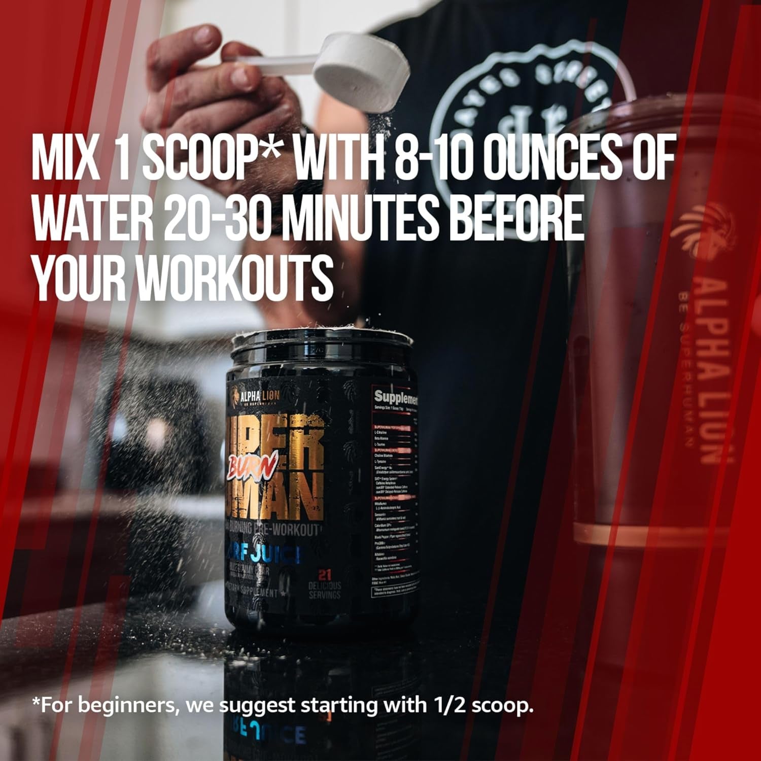 Superhuman Burn – 2 in 1 Metabolism Booster Pre Workout and Thermogenic Fat Burner for Men – Appetite Suppressant and Weight Loss Supplement (21 Servings, Sweet Black Cherry Flavor)