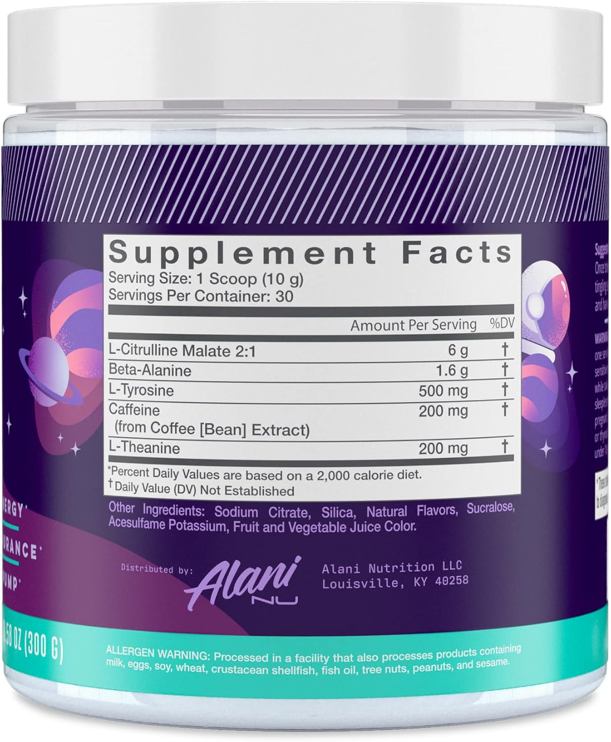 Pre Workout Powder Cosmic Stardust | Amino Energy Boost | Endurance Supplement | Sugar Free | 200Mg Caffeine | L-Theanine, Beta-Alanine, Citrulline | 30 Servings