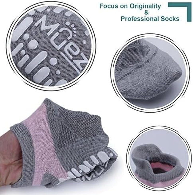 Non Slip Yoga Socks for Women, Anti-Skid Pilates, Barre, Hospital Socks with Grips, Size 5-10