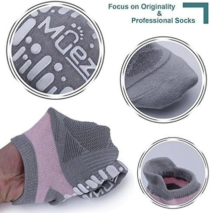 Non Slip Yoga Socks for Women, Anti-Skid Pilates, Barre, Hospital Socks with Grips, Size 5-10