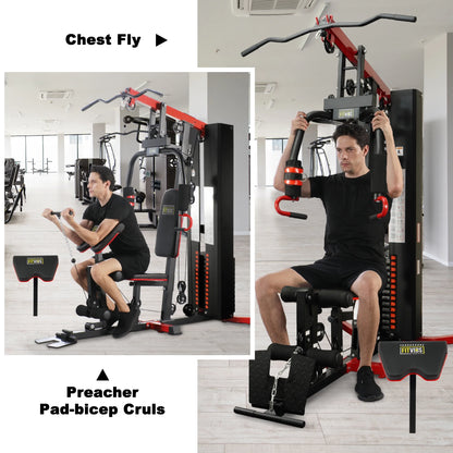 LX770 Multifunctional Full Home Gym System Workout Station with 160 Lbs Weight Stack, One Station with Leg Training Pedal, Comes with Installation Instruction Video, Ships in 6 Boxes