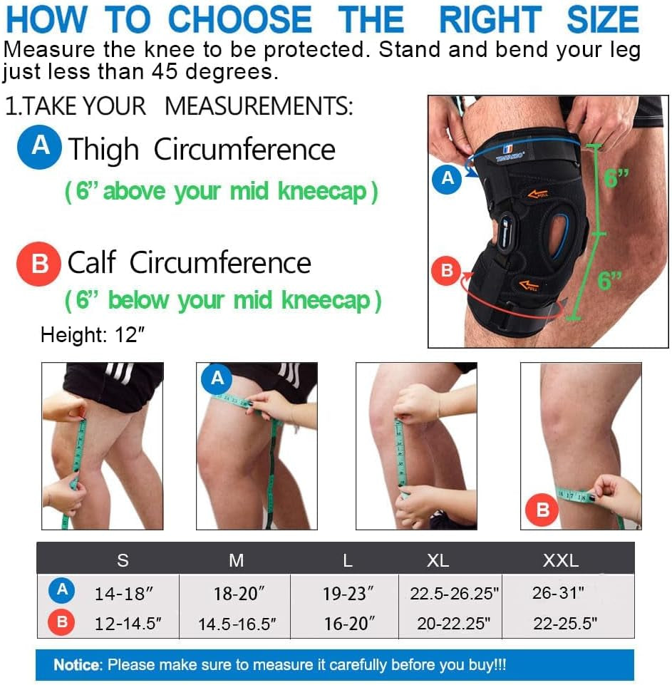 plus Size Hinged Knee Braces for Knee Pain Relieve, GEL Patella Knee Brace with Side Stabilizers for Men Women, Knee Support for Meniscus Tear,Acl,Mcl,Arthritis