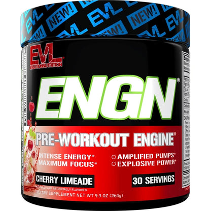 EVL Intense Pre Workout with Creatine - ENGN Energizing Pre Workout for Men Powder Drink for Lasting Energy Focus and Recovery - with Beta Alanine Caffeine and L Theanine - Blue Raz