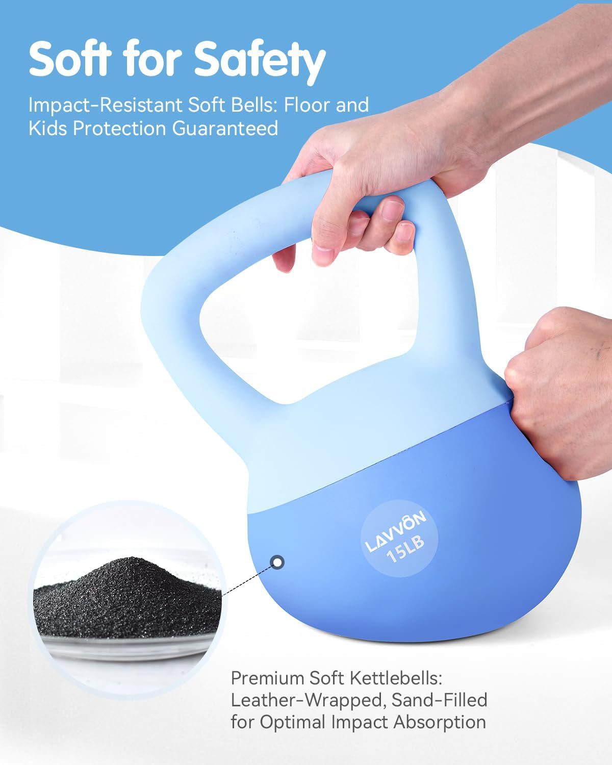Soft Kettlebell - Cushioned Impact-Resistant Base and Anti-Slip, Kettle Bell Anti-Slip Grip Weight for Home Workouts, Safe Strength Training Kettlebells Sets for Women & Men, with Non-Slip Gloves