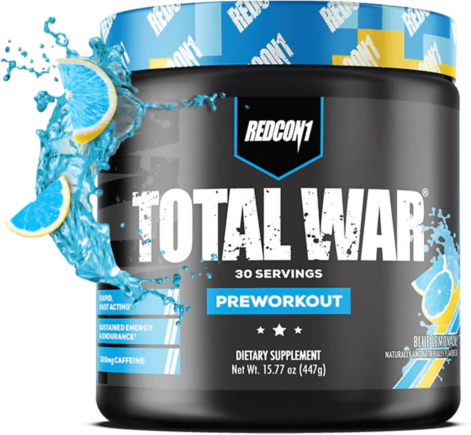 Total War Pre Workout - Beta Alanine + Citrulline Malate Keto Friendly Preworkout for Men & Women with 320Mg of Caffeine - Fast Acting -Blue Lemonade (30 Servings)