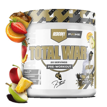 Total War Pre-Workout Powder Beta-Alanine & Citrulline Malate, Primetime Punch, 20 Servings