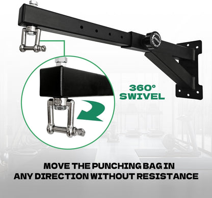 Heavy Duty Punching Bag Hanger, Wall Mounted Punching Bag Hanger, Adjustable Length and Height Heavy-Duty Punching Bag Bracket, Suitable for Home Gym