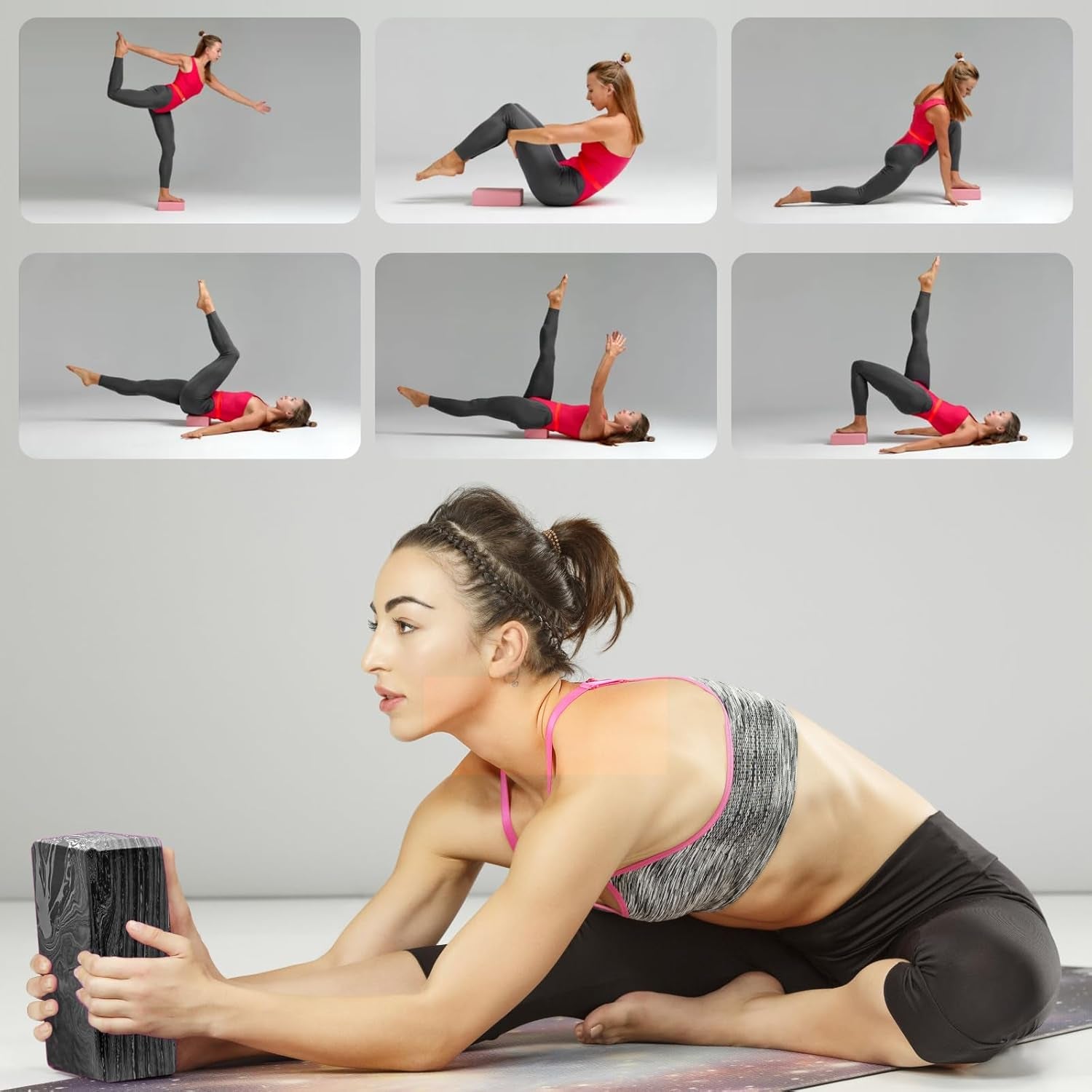 2-Pack Yoga Blocks, High-Density 9"X6"X3" Yoga Brick Foam Blocks Non-Slip EVA Foam Block Yoga Props Accessories for Yoga Pilates Stretching and Meditation