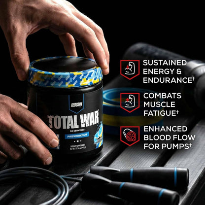 Total War Pre Workout - Beta Alanine + Citrulline Malate Keto Friendly Preworkout for Men & Women with 320Mg of Caffeine - Fast Acting -Blue Lemonade (30 Servings)