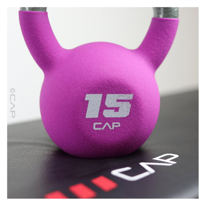 , 15Lb Neoprene Coated Kettlebell, Purple