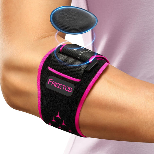 Elbow Brace for Tendonitis and Tennis Elbow for Women Men, Golfers Elbow Brace for Women for Pain Relief, Adjustable Tennis Elbow Support Band for Epicondylitis, Basketball, Exercise Pink S/M