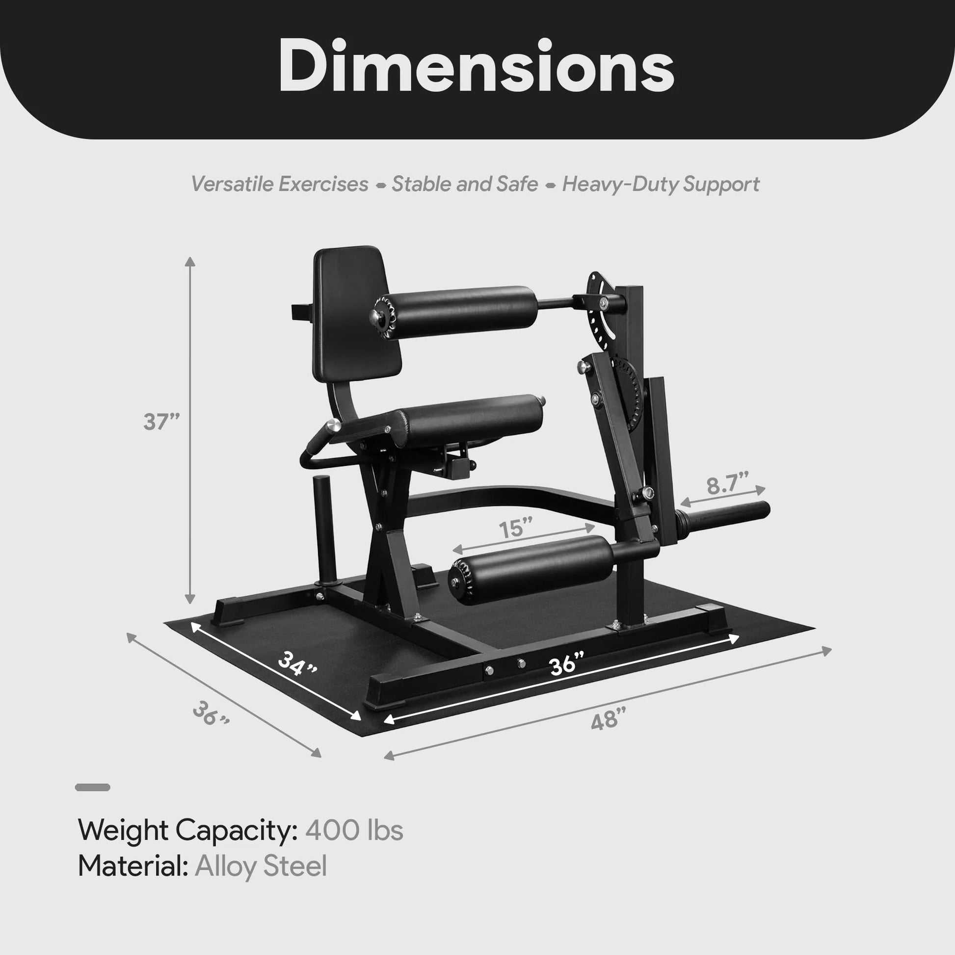 Fitness Leg Extension and Curl Machine, Adjustable Home Gym Equipment, Black
