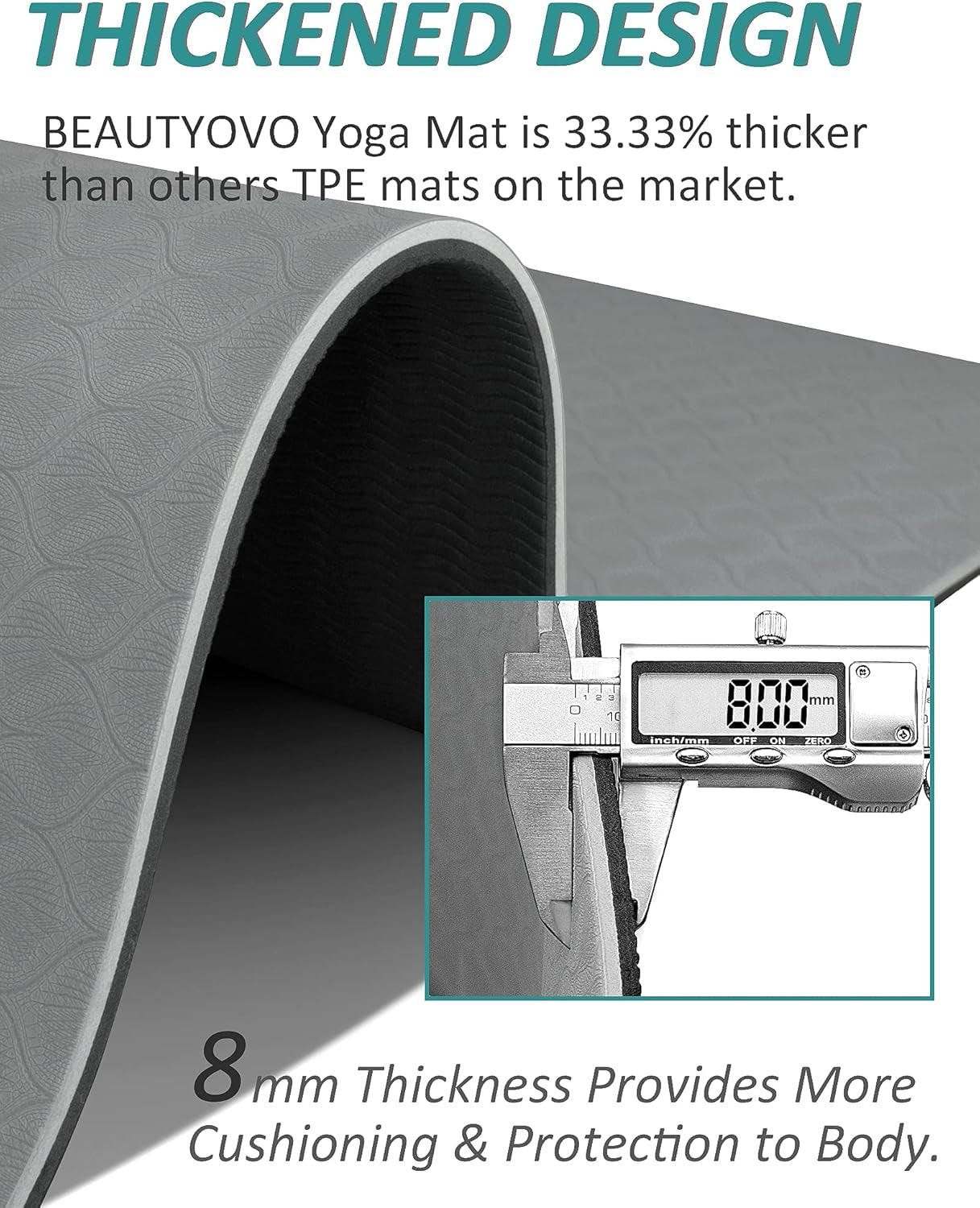 Yoga Mat with Strap, 1/3 Inch Extra Thick Yoga Mat Double-Sided Non Slip, Professional TPE Yoga Mats for Women Men, Workout Mat for Yoga, Pilates and Floor Exercises