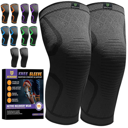 2 Pack Knee Braces for Running Knee Pain, Compression Knee Brace for Women & Men, Knee Sleeve, Sports Knee Braces for Meniscus Tear, ACL & Arthritis Pain Relief