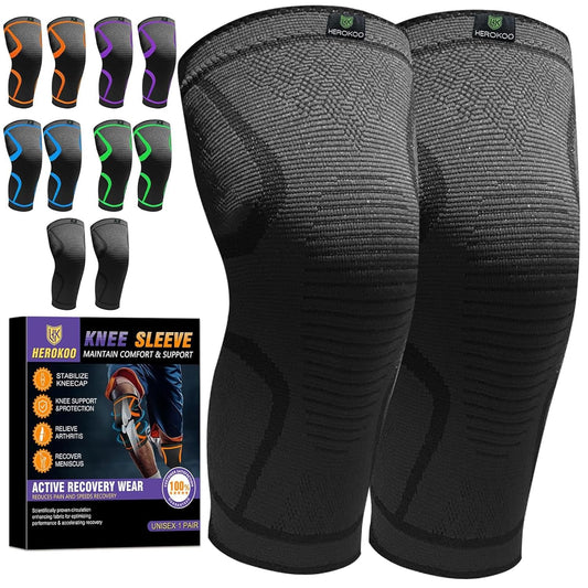 2 Pack Knee Braces for Running Knee Pain, Compression Knee Brace for Women & Men, Knee Sleeve, Sports Knee Braces for Meniscus Tear, ACL & Arthritis Pain Relief