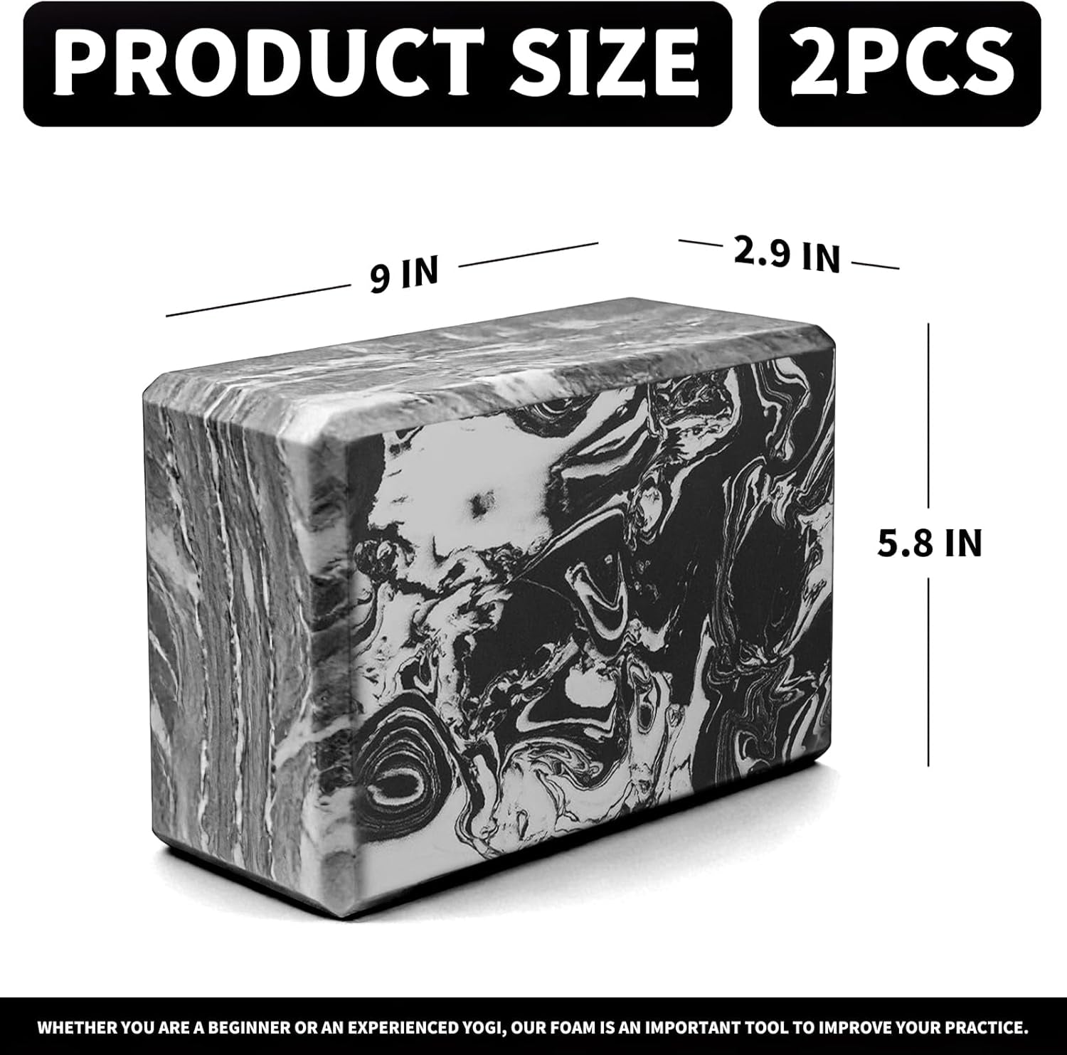 2-Pack Yoga Blocks, High-Density 9"X6"X3" Yoga Brick Foam Blocks Non-Slip EVA Foam Block Yoga Props Accessories for Yoga Pilates Stretching and Meditation