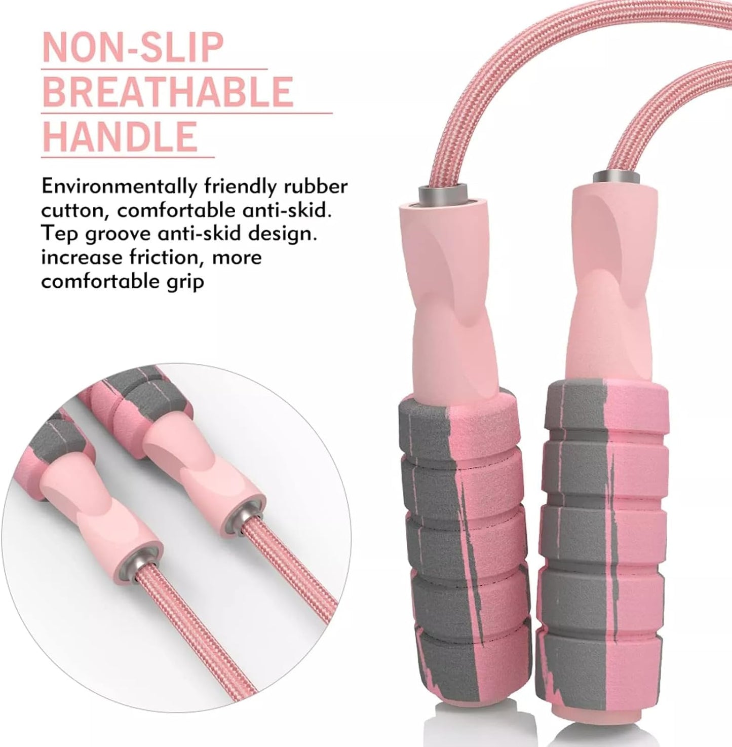 Jump Rope Cotton Adjustable Skipping Weighted Jumprope for Women，Adult and Children Athletic Fitness Exercise Jumping Rope (Pink)